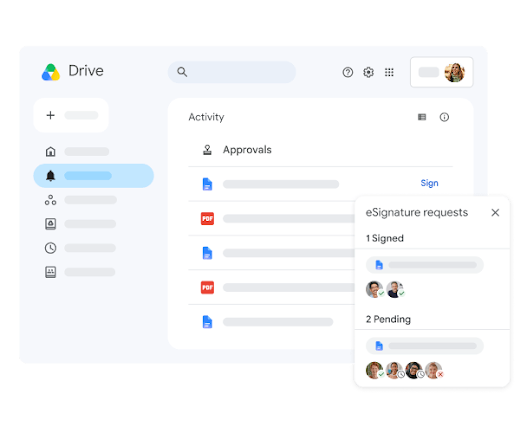 Requesting electronic signatures on a file on Drive